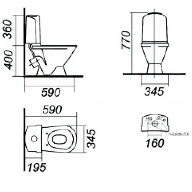 Унитаз компакт Sanita Luxe Classic lux сиденье термопласт с микролифтом (SL900102)