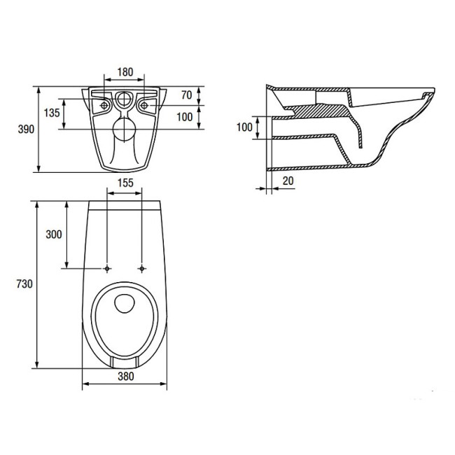 Унитаз подвесной Cersanit ETIUDA Clean On (P-MZ-ETIUDA-COn)