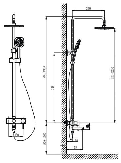 Душевая система Timo Hette SX-1020 Z Chrome