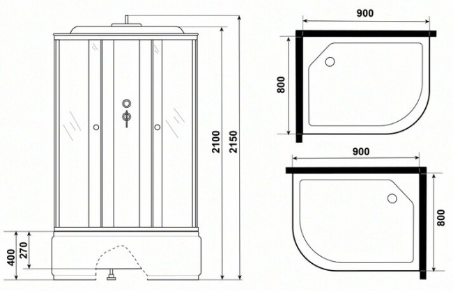 Душевая кабина Niagara Promo P90/80/40L/MT Душевая кабина Niagara Promo P90/80/40L/MT
