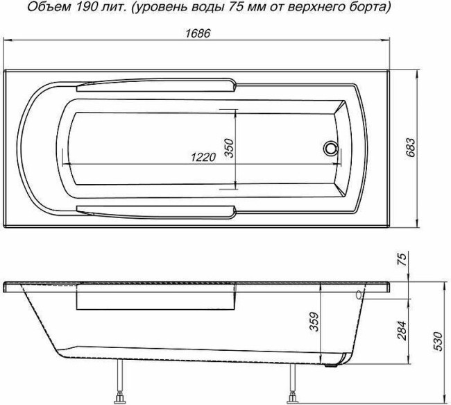 Ванна акриловая Aquanet EXTRA 170*70 к/р57 (205482) Ванна акриловая Aquanet EXTRA 170*70 к/р57 (205482)