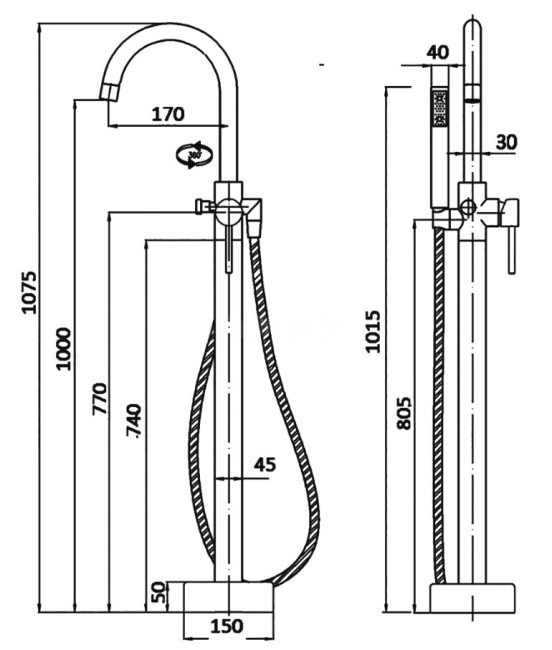 Смеситель напольный для ванны BochMann RESIA (BM7772) Смеситель напольный для ванны BochMann RESIA (BM7772)