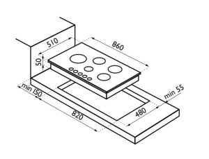 Встраиваемая газовая варочная панель Ardesia F 95 VGB