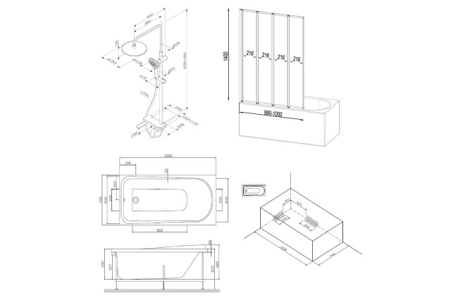 Ванна с каркасом и шторкой AM.PM Like W80ASET-150AC
