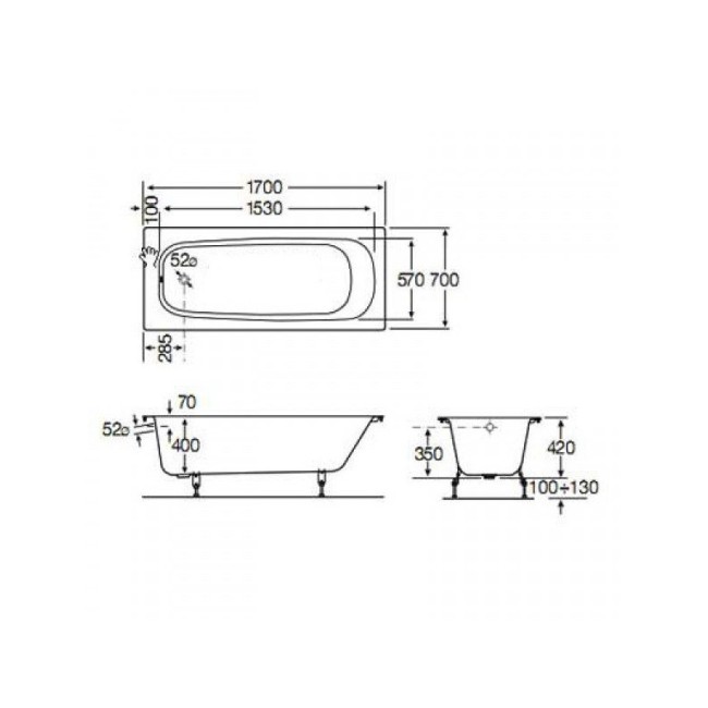 Ванна чугунная Roca CONTINENTAL (721290100R)
