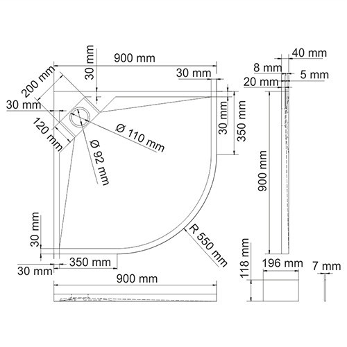Душевой поддон WasserKraft Alme 15T01 Душевой поддон WasserKraft Alme 15T01