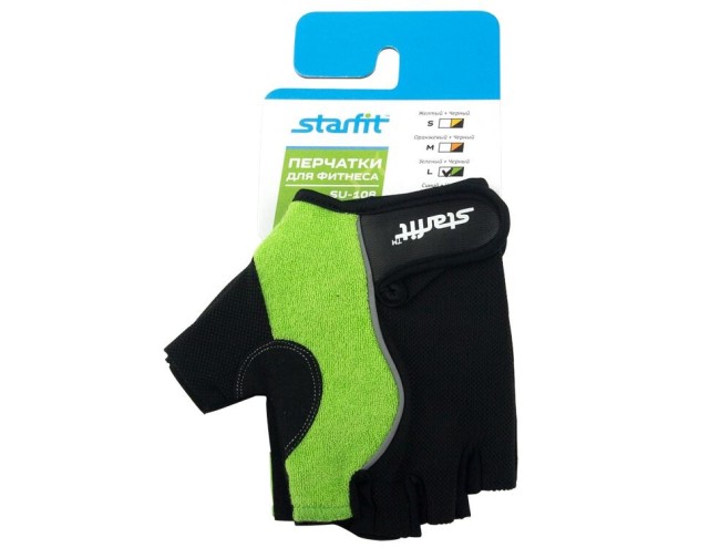 Перчатки для фитнеса Starfit SU-108 зеленый/черный L