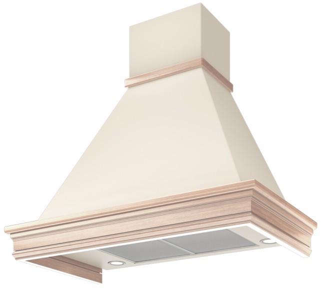 Каминная вытяжка Elikor Вилла Валенсия 90П-650-П3Г топленое молоко/дуб белый патина