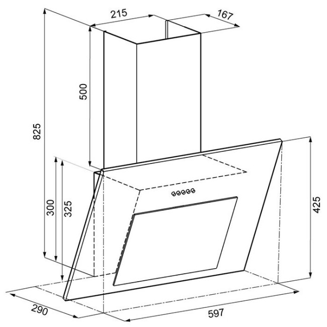 Каминная вытяжка Kronasteel Freya 600 black PB