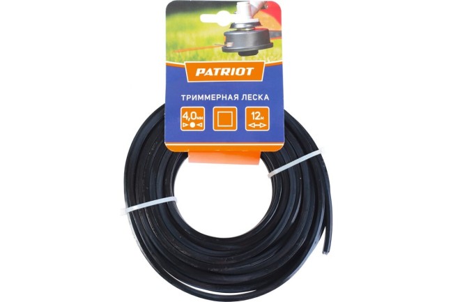 Корд триммерный Patriot 4.0мм 12м квадрат, черный (805205128) Корд триммерный Patriot 4.0мм 12м квадрат, черный (805205128)