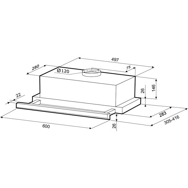 Встраиваемая вытяжка Kronasteel Kamilla Slim 2M 600 black/inox