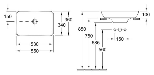 Pаковина Villeroy & Boch 411355R1